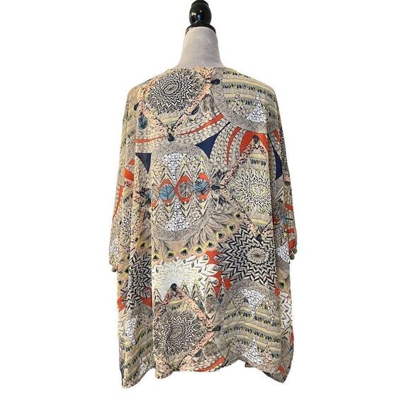 Umgee Women's Bohemian Kimono Jacket M Multicolor Geometric Fringe - Picture 7 of 9